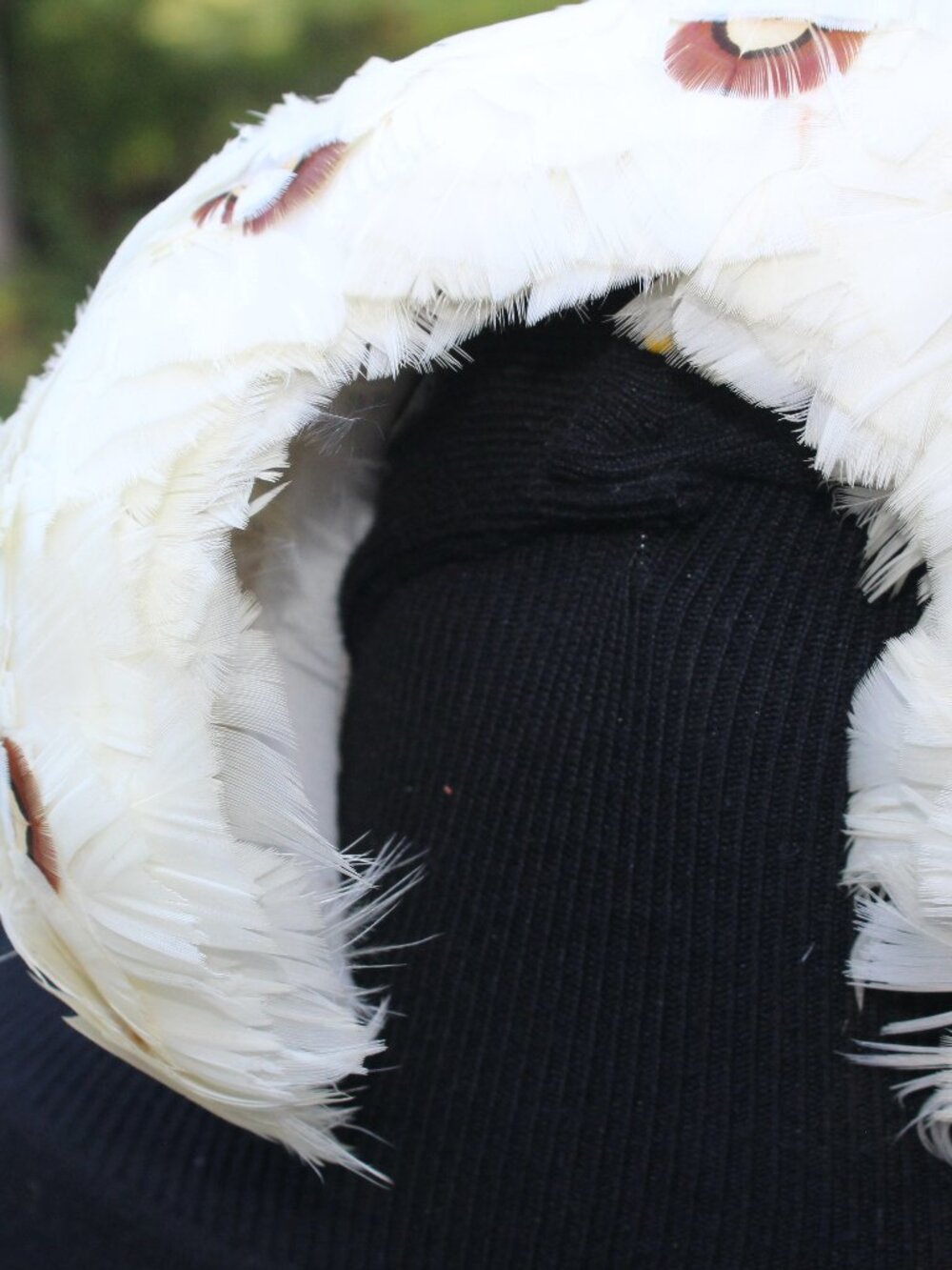 Feather Hair Cuff / Headband — White Feathers with Multi-Tone Brown Accents VTG